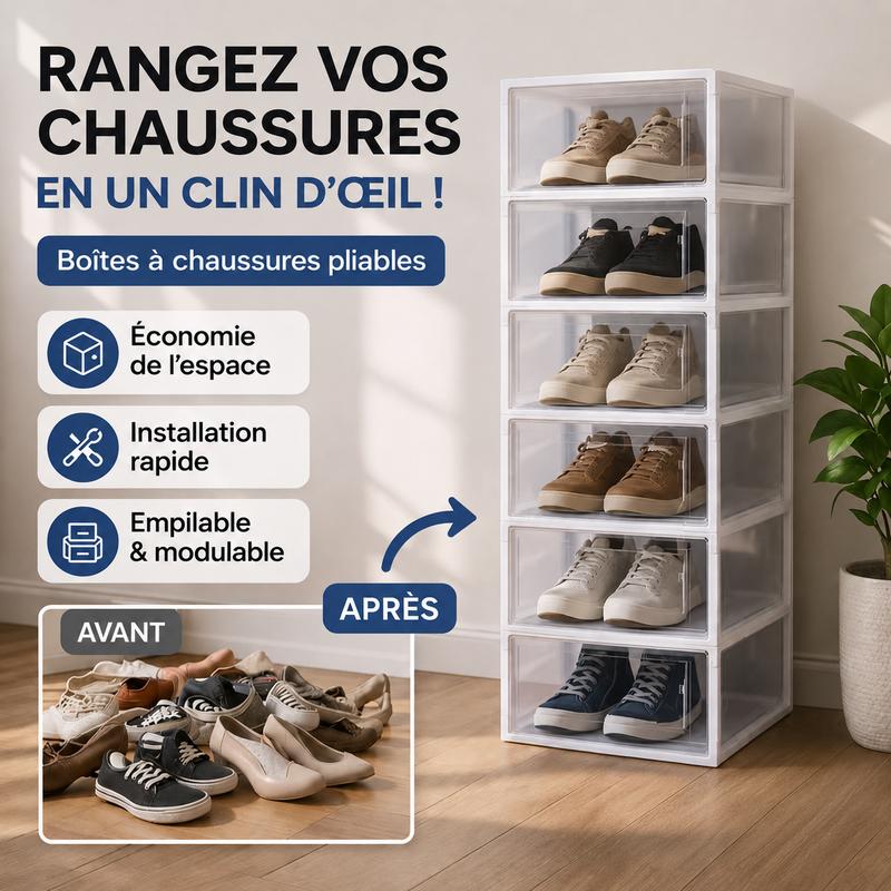 Étagère à Chaussures Pliable 6 Niveaux
